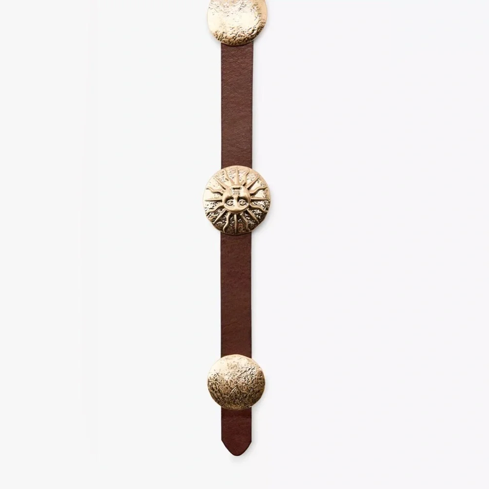 🔥🔥Zara Leather belt with metal pieces